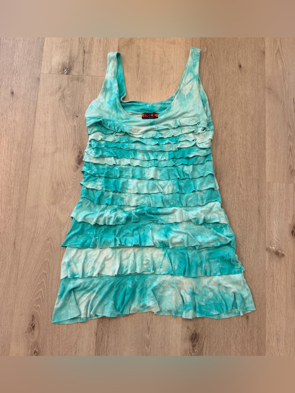 Isle by Melis Kozan Tie Dye Layered Frill Dress Size M Vintage